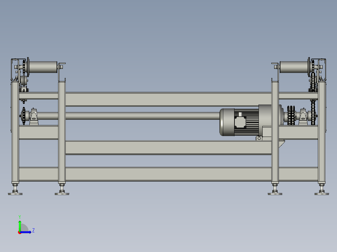 钢板预处理线送进辊道左视图