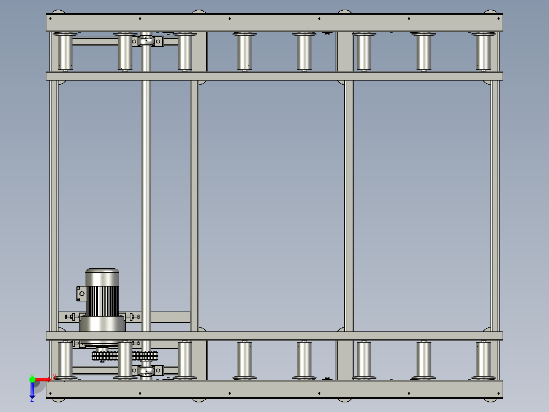 钢板预处理线送进辊道俯视图