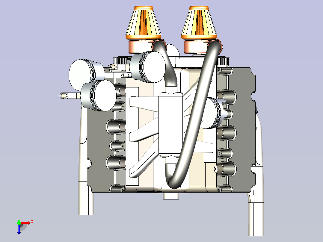 V6双涡轮发动机3D图俯视图