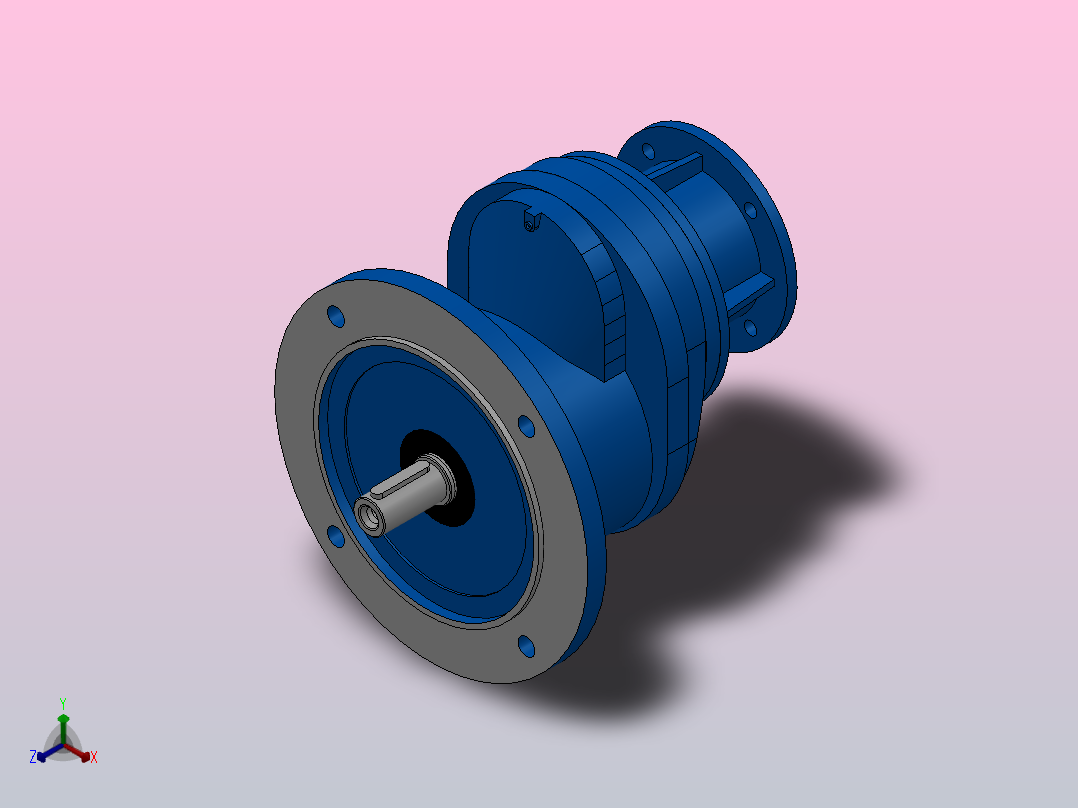RXF67ZP斜齿轮减速机RXF67-1.6-M1-P63-Φ250正等轴测图
