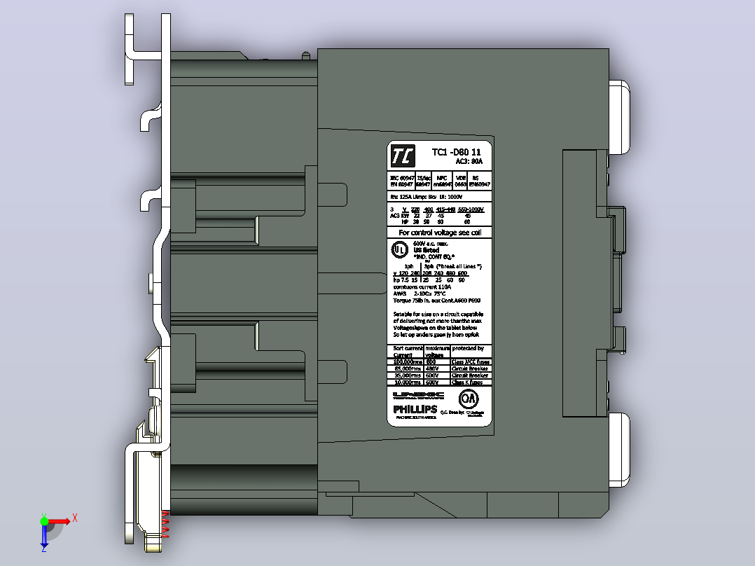 TTC1 -D80 11 AC3-80A接触器俯视图