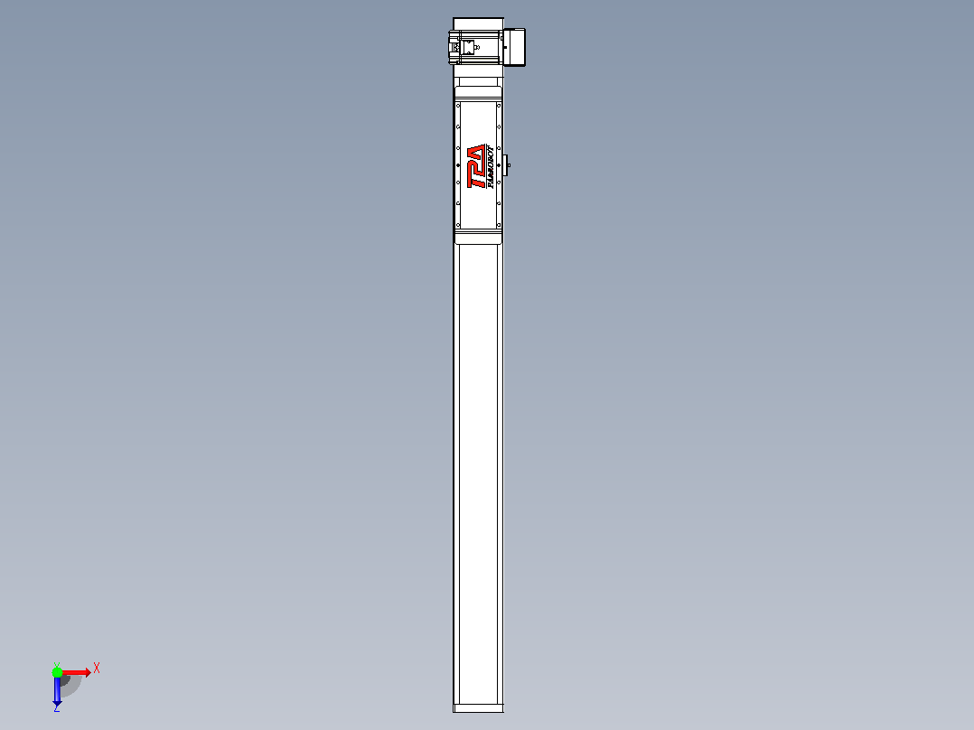 伺服电机集成皮带传动直线执行器TPA-OCB-120-224-L950-LU-P75-N3俯视图
