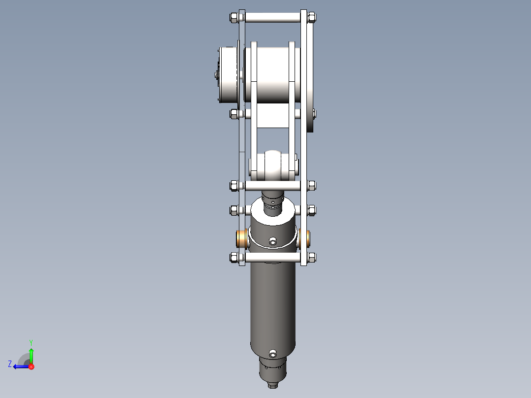 BQ2200 液控蝶阀执行机构(蓄能式)3D模型右视图