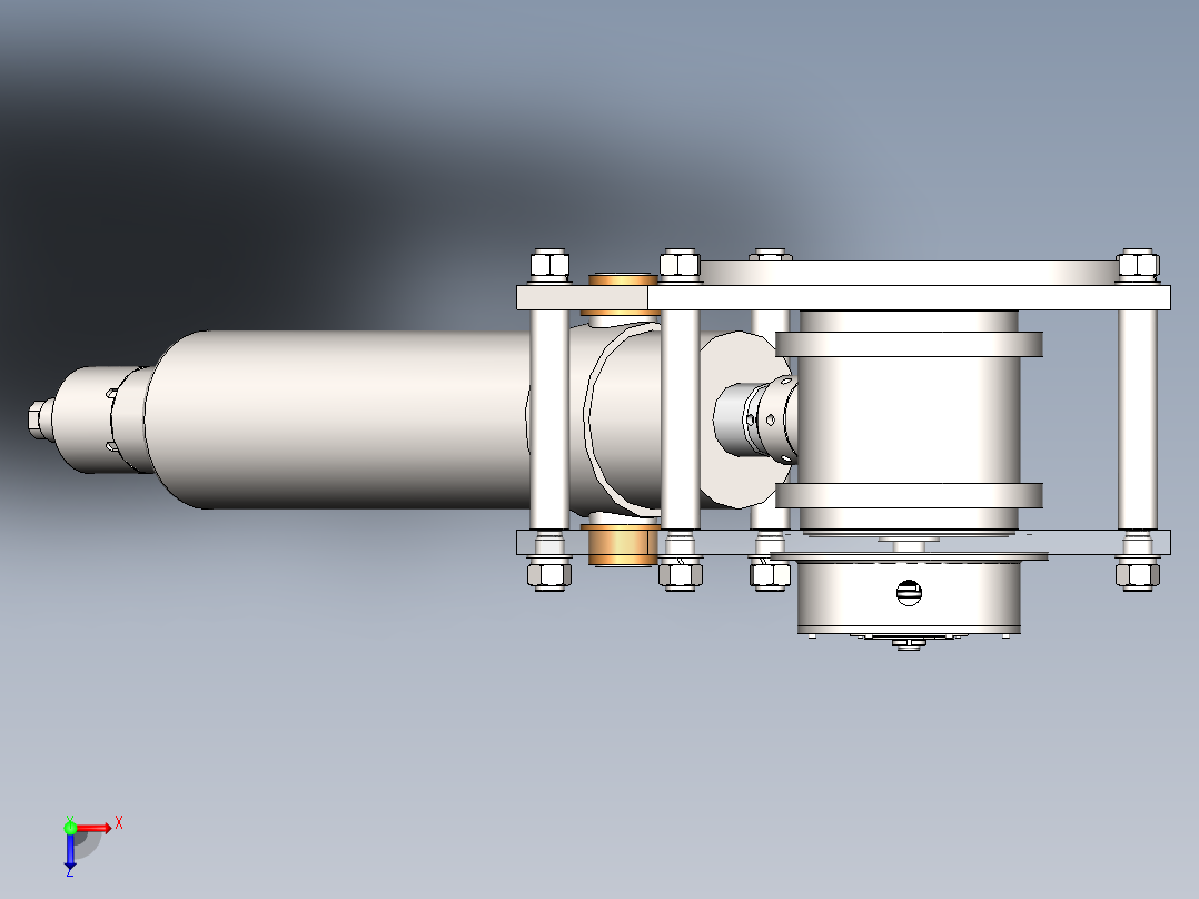 BQ2200 液控蝶阀执行机构(蓄能式)3D模型俯视图
