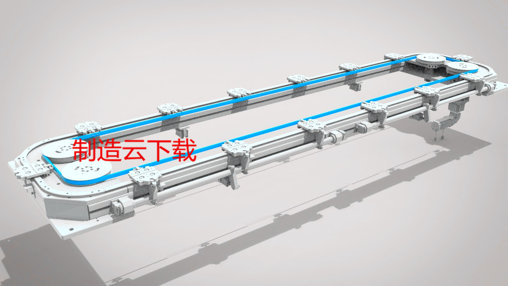环形导轨线 自动化流水线3D模型