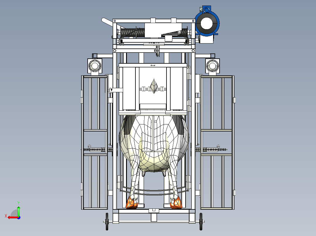 牛蹄自动处理机3D图纸 IGS格式后视图