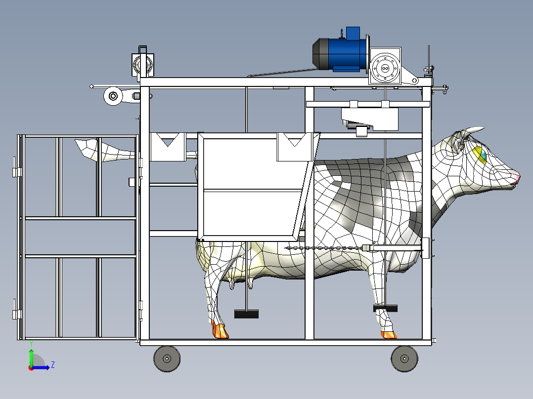 牛蹄自动处理机3D图纸 IGS格式左视图