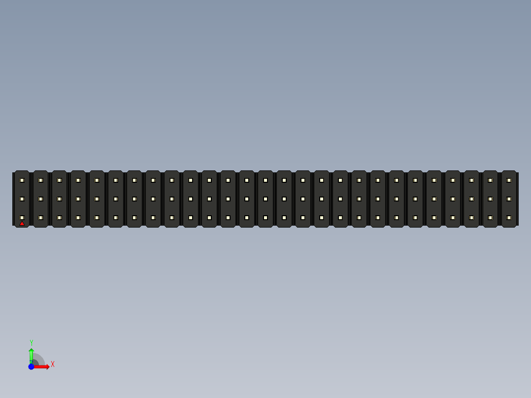 彩色公头100mil（2.54mm）系列-DS1021_black_3x27p_100mil_Type5_rev1.0前视图