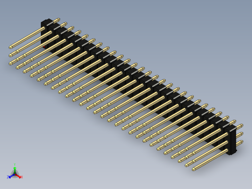 彩色公头100mil（2.54mm）系列-DS1021_black_3x27p_100mil_Type5_rev1.0正等轴测缩略图