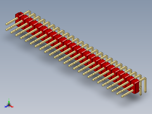 彩色公排针 100mil 2.54mm 系列-DS1022_red_2x25p_100mil_TypeD_rev1.0