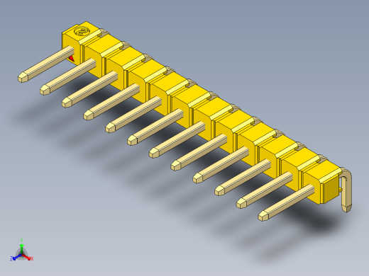 彩色公排针 100mil 2.54mm 系列-DS1022_yellow_1x12p_100mil_TypeD_rev1.0