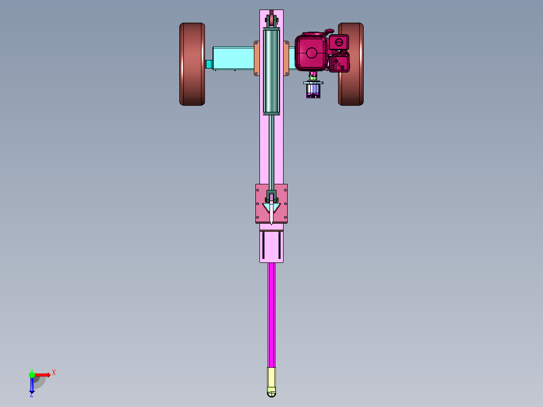 移动式木墩木材劈柴机俯视图