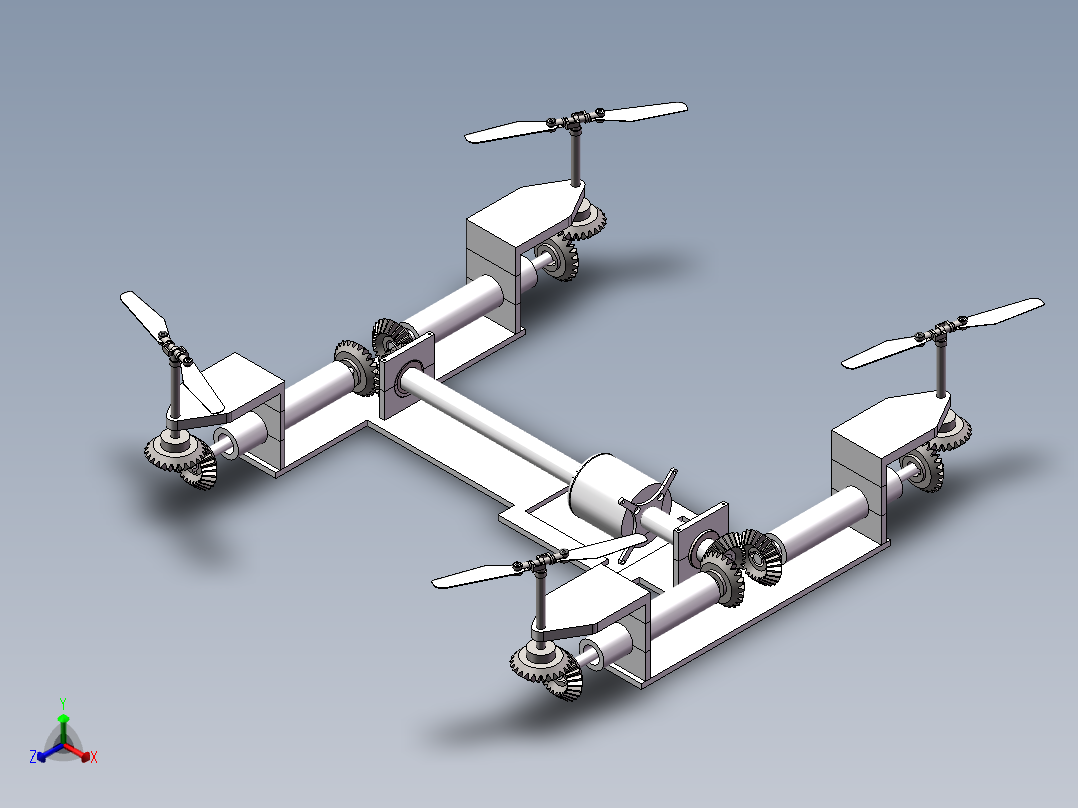 多地形移动平台之四旋翼无人飞行器正等轴测图