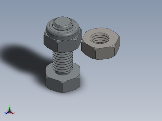 螺钉和螺母M10正等轴测缩略图