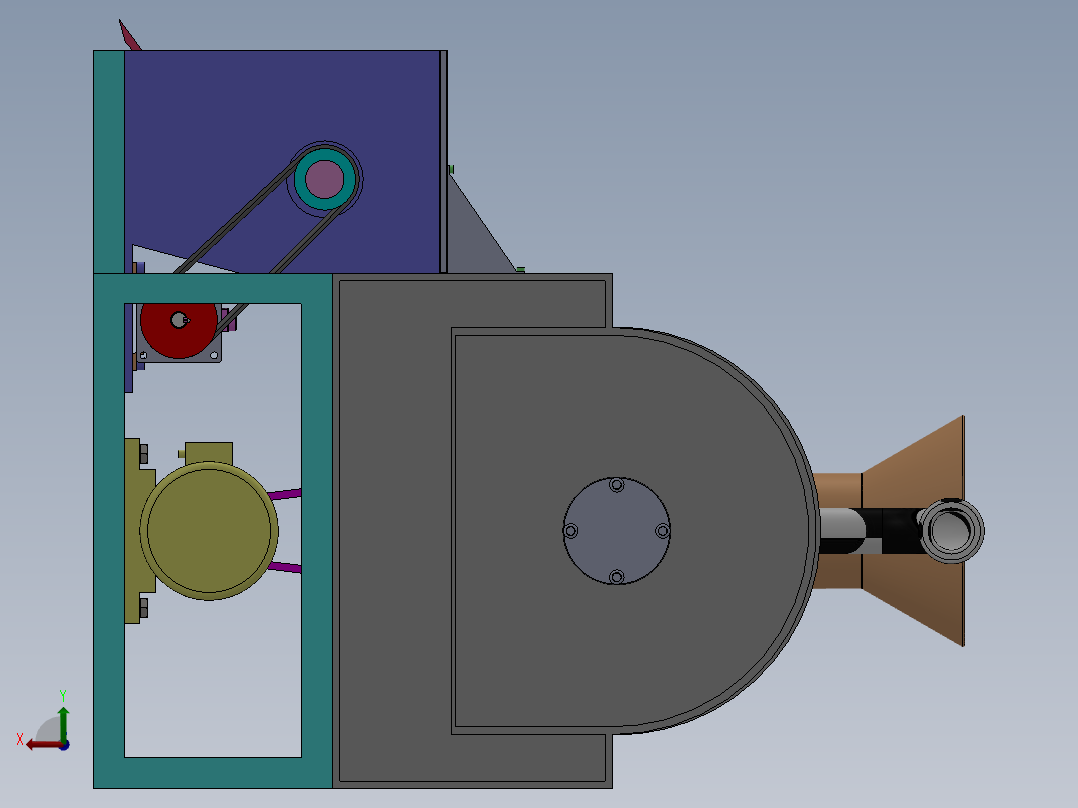土豆去皮机清洗切片一体机设计-农作物清洗去皮机设计含SW三维及7张CAD图后视图