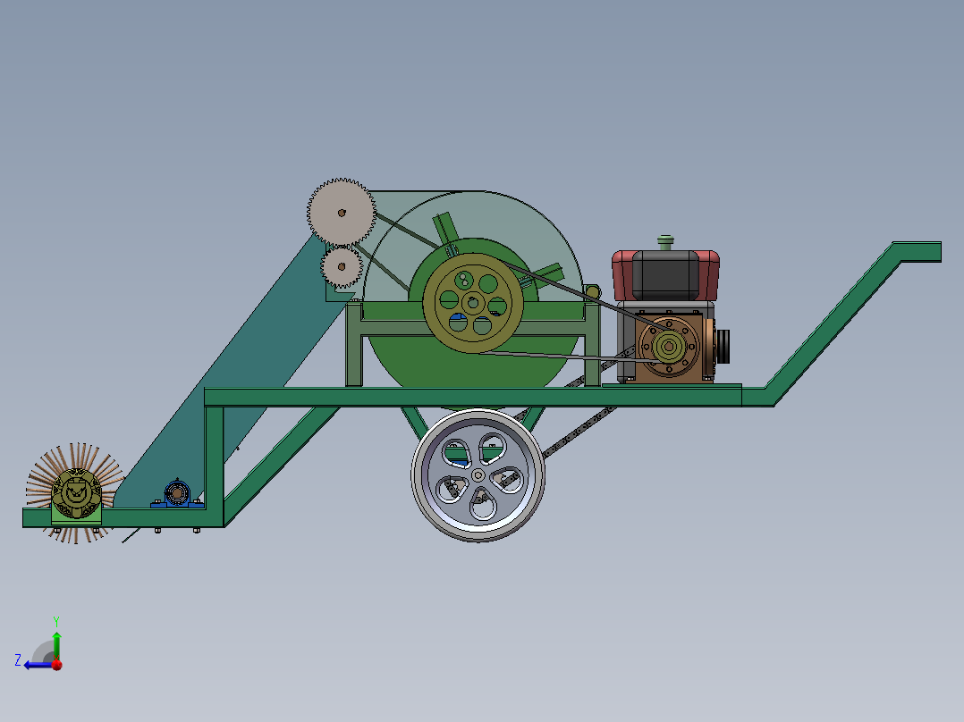 树枝粉碎机sw23可编辑右视图