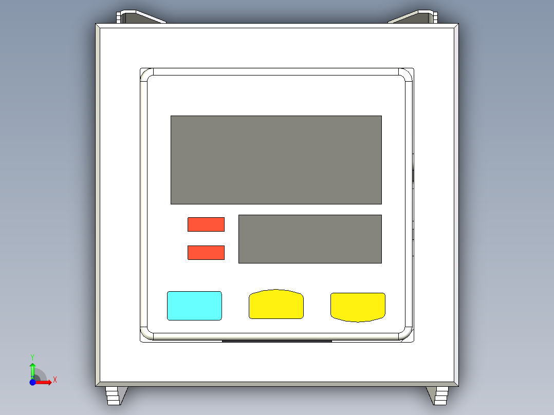 带保护壳的数显压力开关三维模型前视图