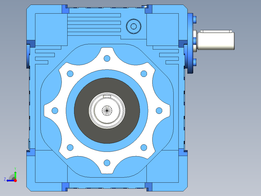 NRV110-150型蜗轮蜗杆减速机[NRV110╱20╱DS╱B3]右视图