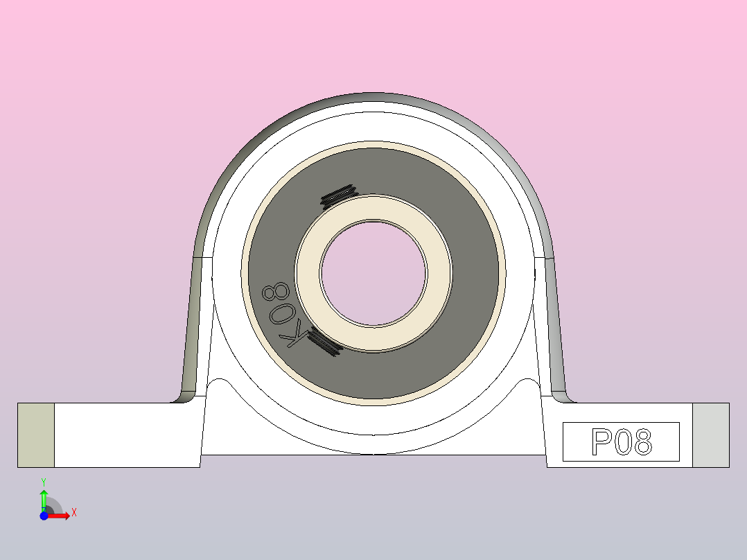 轴台轴承，P08前视图