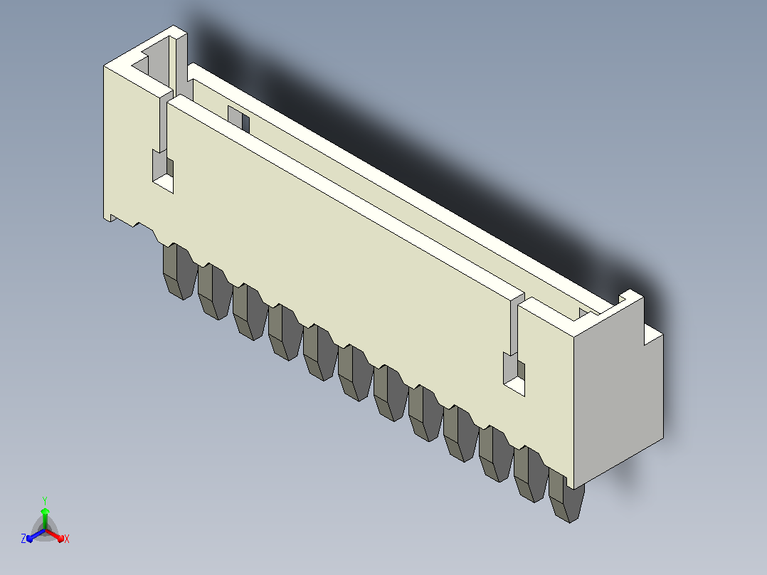 短款型直插头JST connector 1x12  P1.25mm thru hole wafer A2主视图