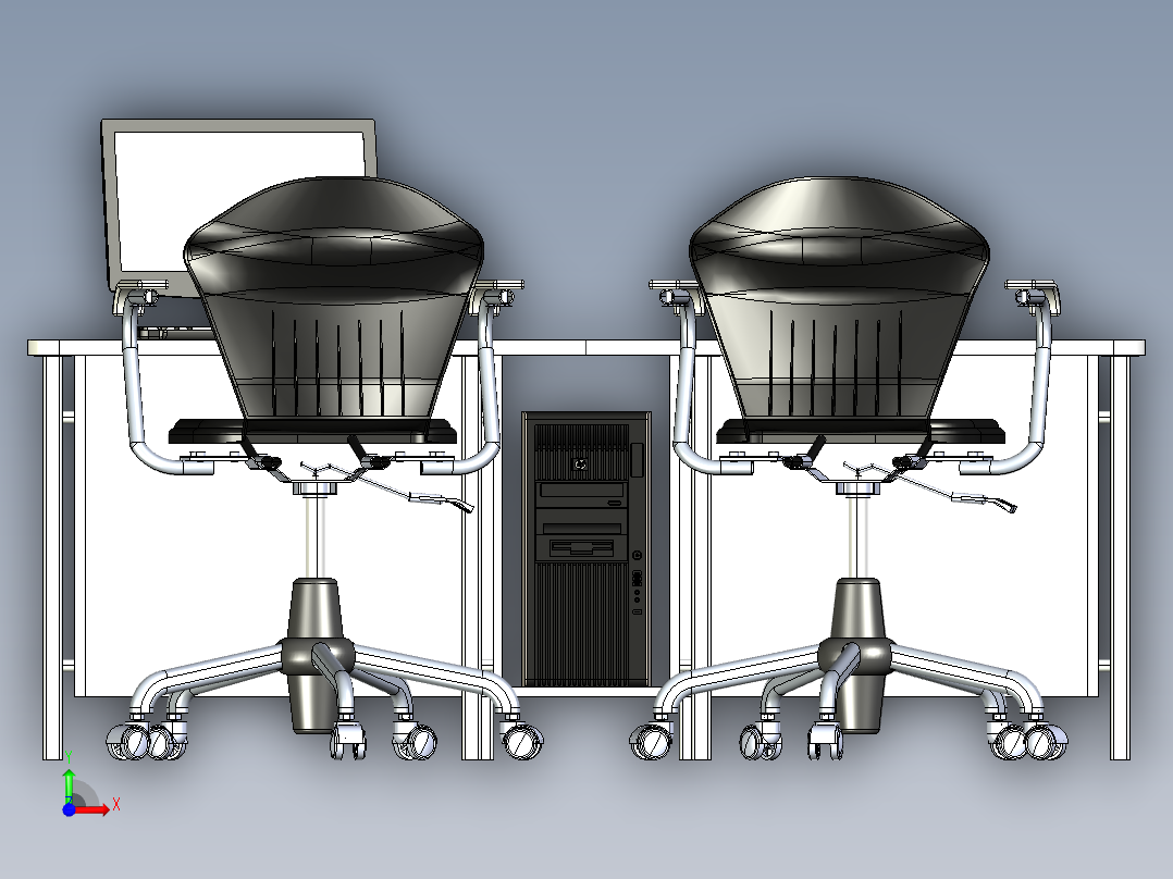 办公桌椅前视图