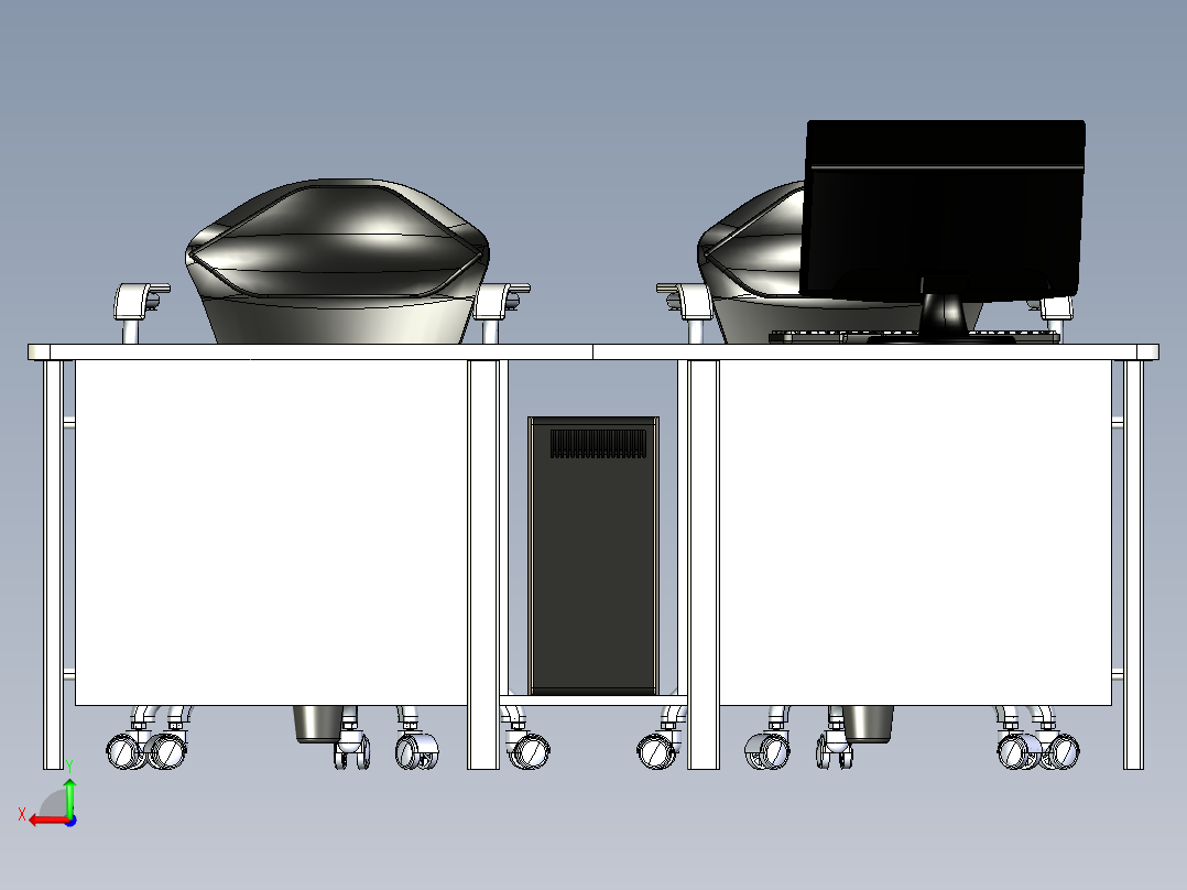 办公桌椅后视图
