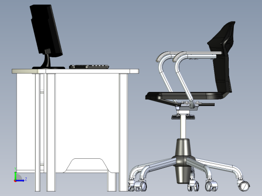 办公桌椅左视缩略图