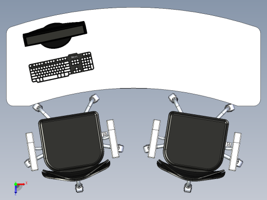 办公桌椅俯视缩略图