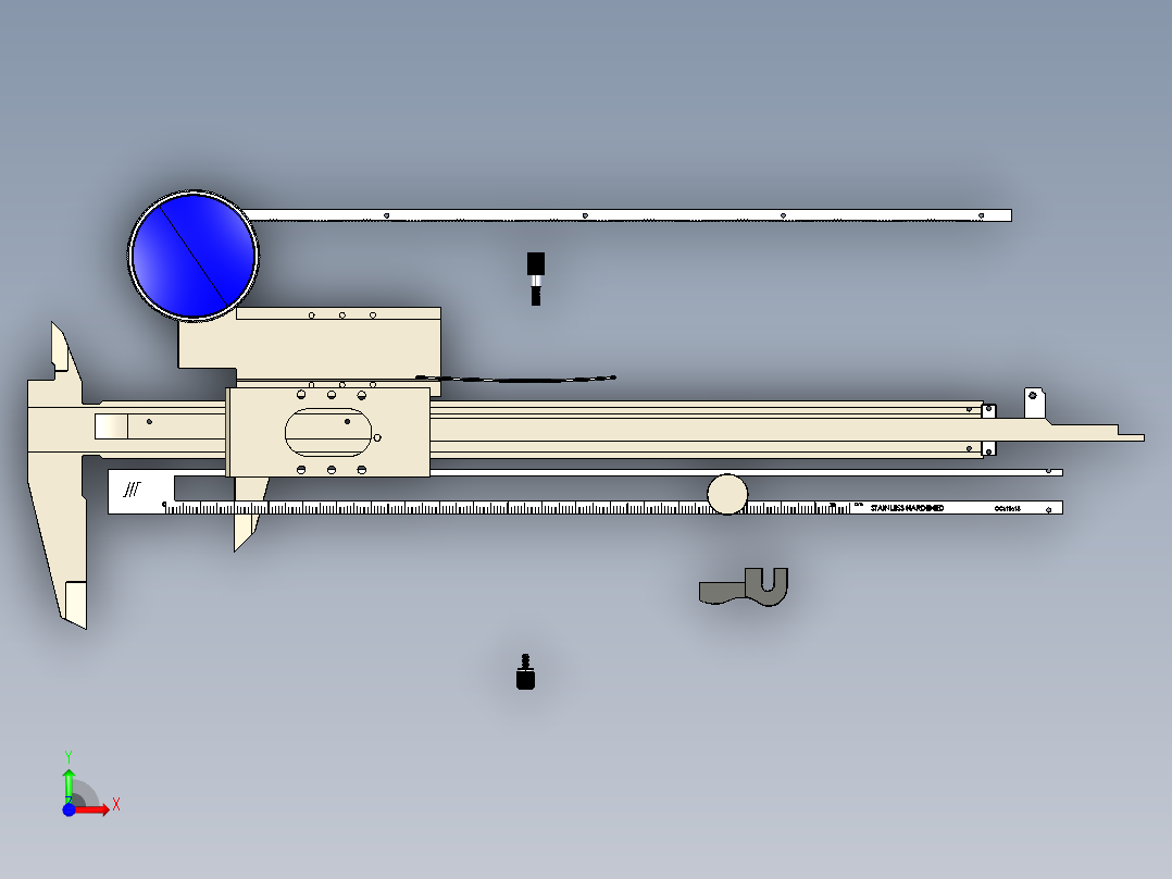 带表游标卡尺3D模型前视图