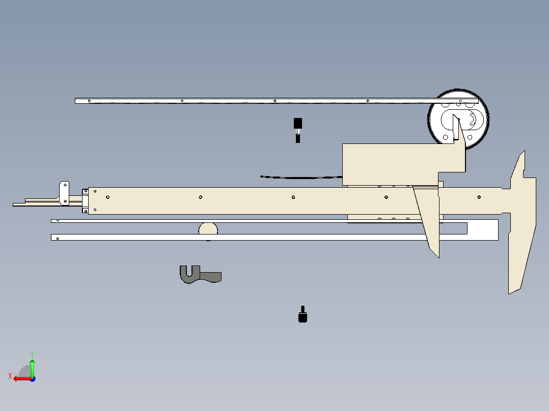 带表游标卡尺3D模型后视图