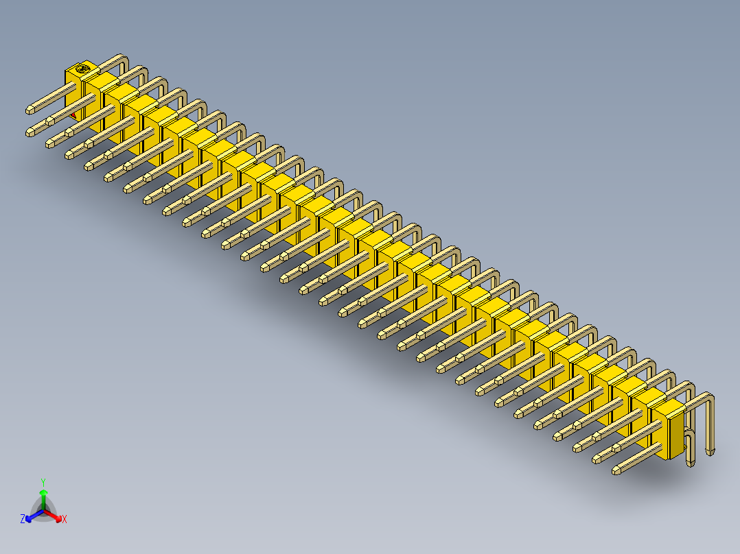 彩色公排针 100mil 2.54mm 系列-DS1022_yellow_2x31p_100mil_TypeD_rev1.0主视图