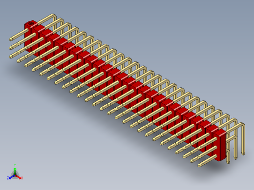 彩色公排针 100mil 2.54mm 系列-DS1022_red_3x26p_100mil_TypeD_rev1.0