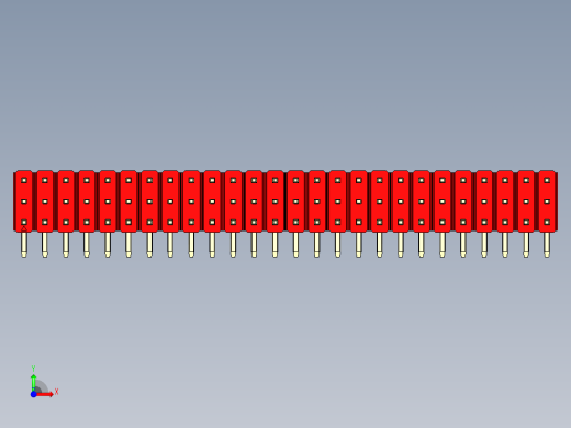 彩色公排针 100mil 2.54mm 系列-DS1022_red_3x26p_100mil_TypeD_rev1.0前视缩略图