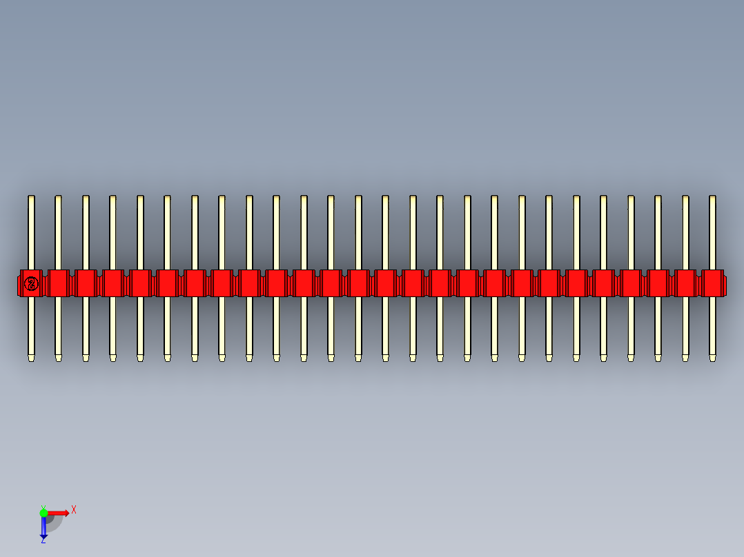 彩色公排针 100mil 2.54mm 系列-DS1022_red_3x26p_100mil_TypeD_rev1.0俯视图