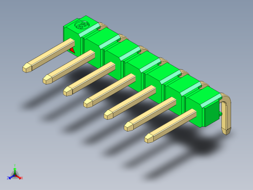 彩色公排针 100mil 2.54mm 系列-DS1022_green_1x07p_100mil_TypeD_rev1.0正等轴测缩略图