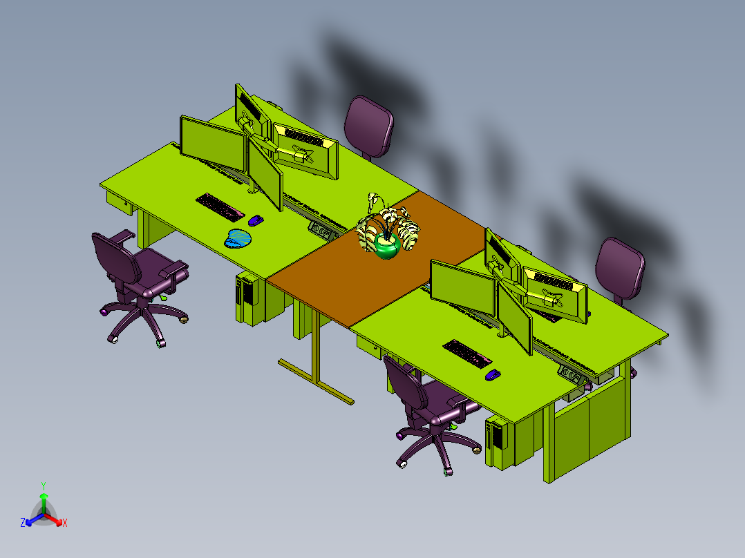 公司办公职员位四人位现代客服台