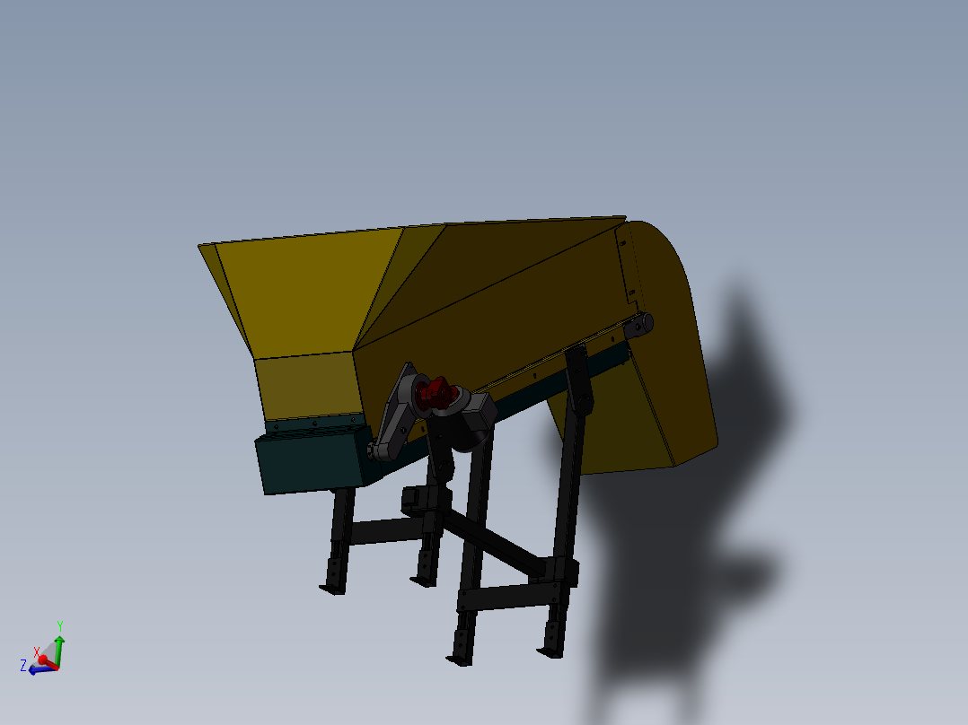 斜升带料斗板式输送机设计三维模型