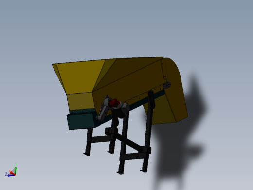 斜升带料斗板式输送机设计三维模型