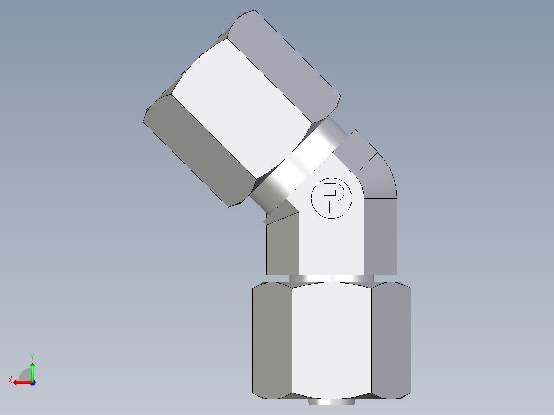 卡套式工业通用硬管接头EO_Swivel_nut_45_deg_elbow_EV06S71后视图