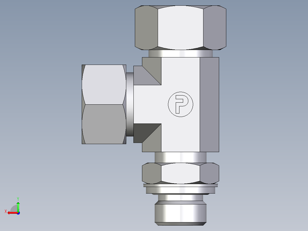 卡套式工业通用硬管接头EO_Adjustable_locknut_run_tee_LEE18ZLRCF后视图