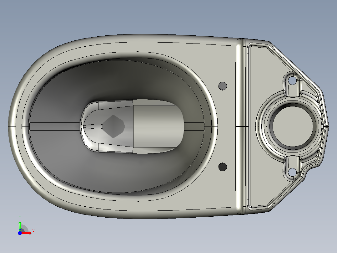 冲水马桶前视图