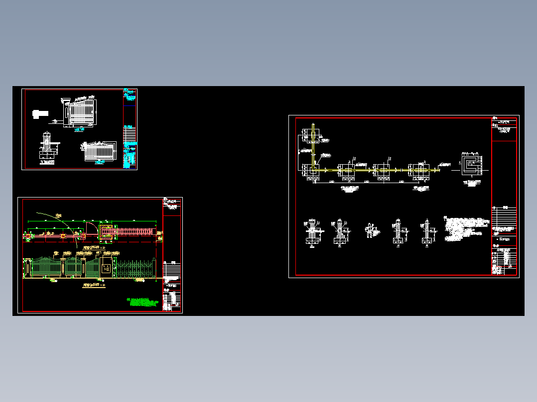 某住宅小区铁艺大门、围栏建筑设计施工图