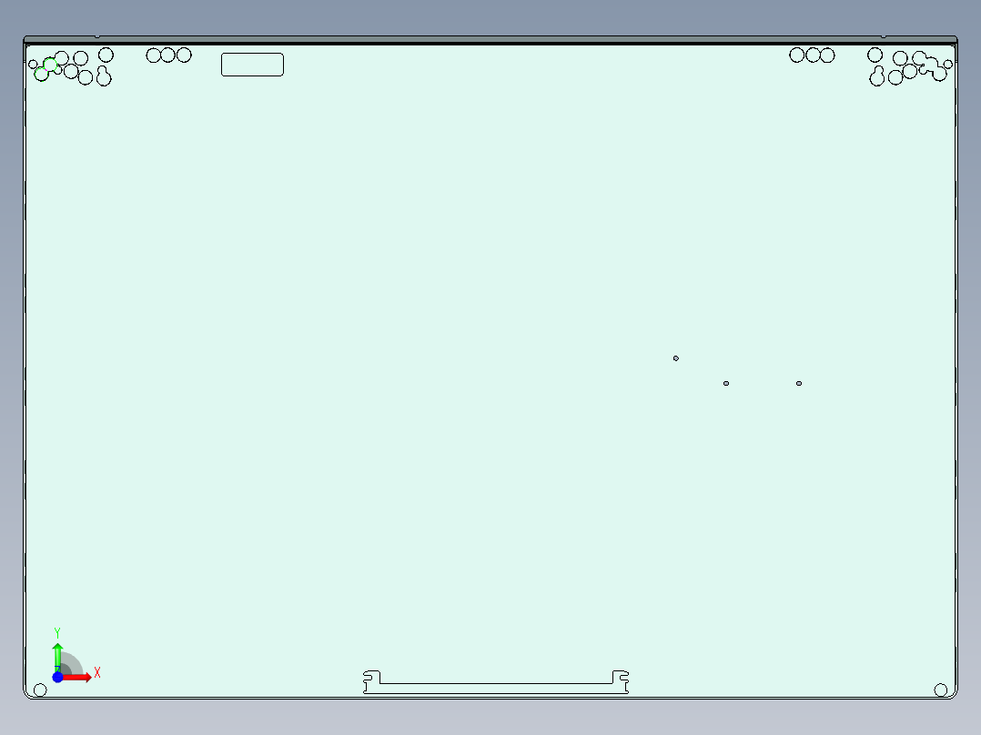 冲压薄铝板电脑外壳铣内腔避位程序模型前视图