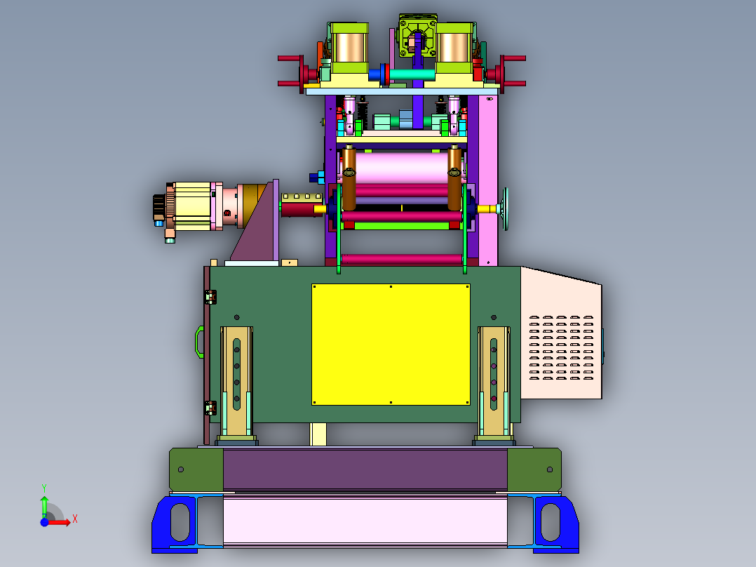 机柜加工用便于上料的校平机前视图