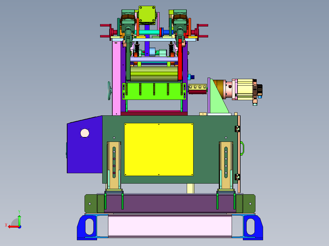 机柜加工用便于上料的校平机后视图