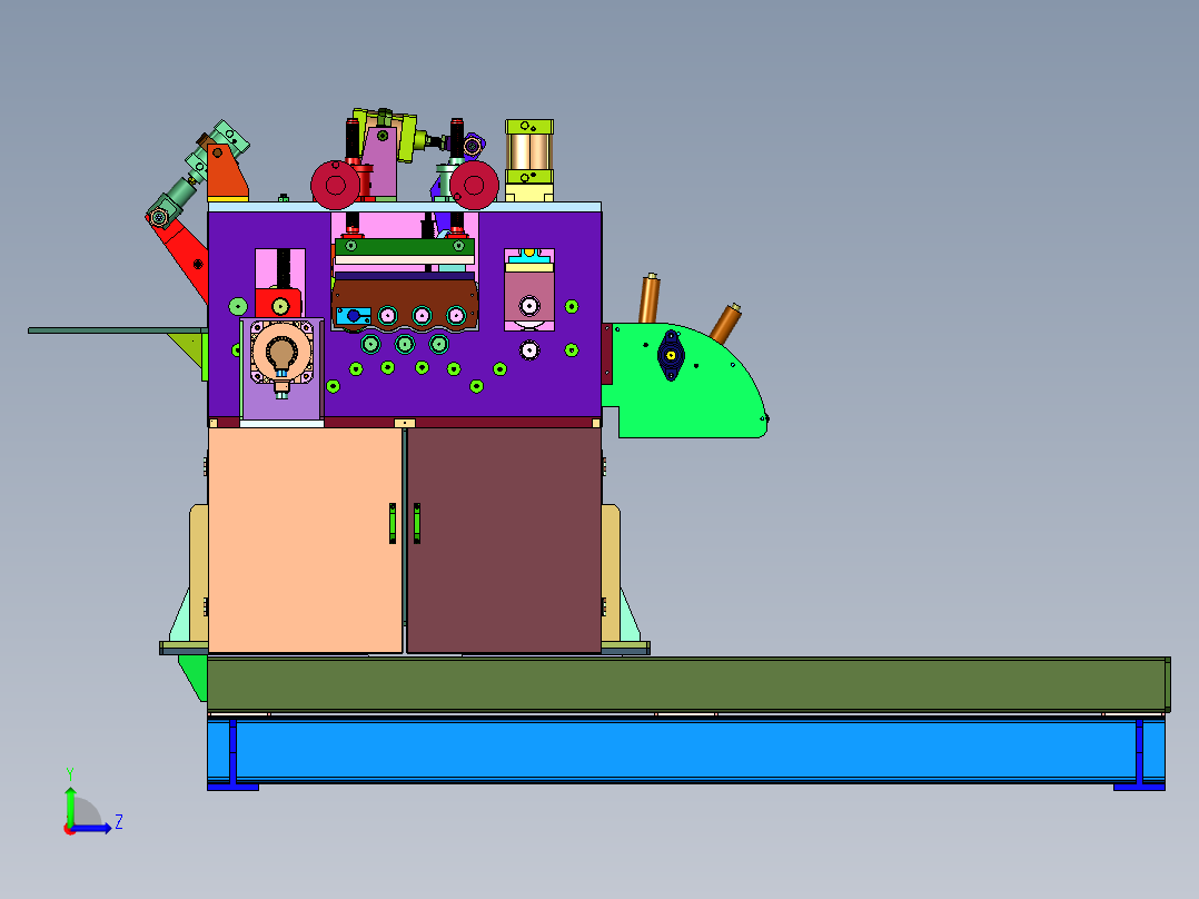 机柜加工用便于上料的校平机左视图