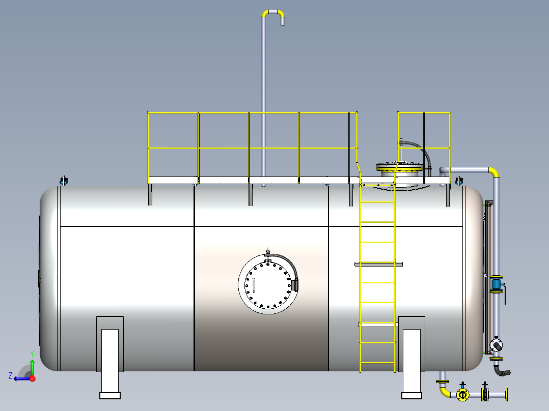 压力容积、35000L石油储罐右视图