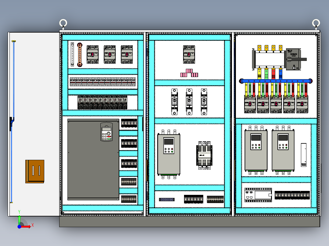 钣金柜变频器软启动双电源plc控制柜 71555前视图