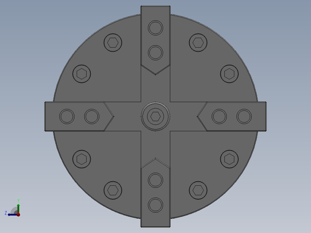 四爪_气动卡盘前视图