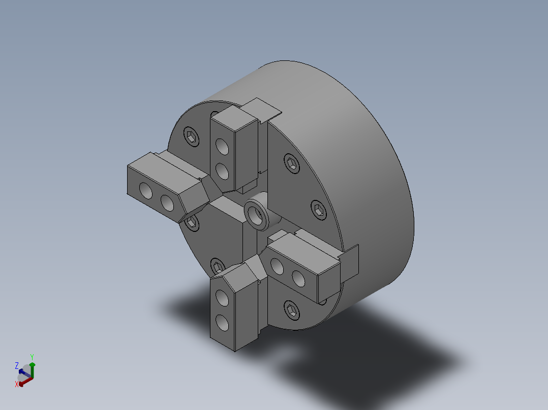四爪_气动卡盘正等轴测图